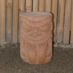 Tiki-Statue als Hocker - Polynesien-Stil. Aus Kokosnusspalme 30cm hoch. Ca. 18-28cm Durchmesser. Modell 21 - Zunge raus 2 